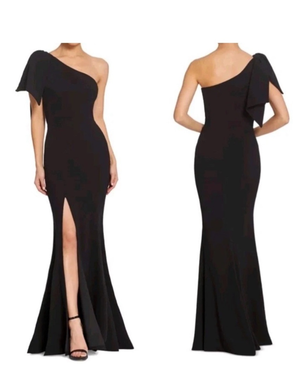 Dress The Population Black One Shoulder Maxi Gown Formal Wedding Prom Sz XXS